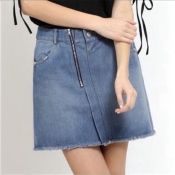 ‎Denim Zipper Fringed Skirt - Picture 6 of 9